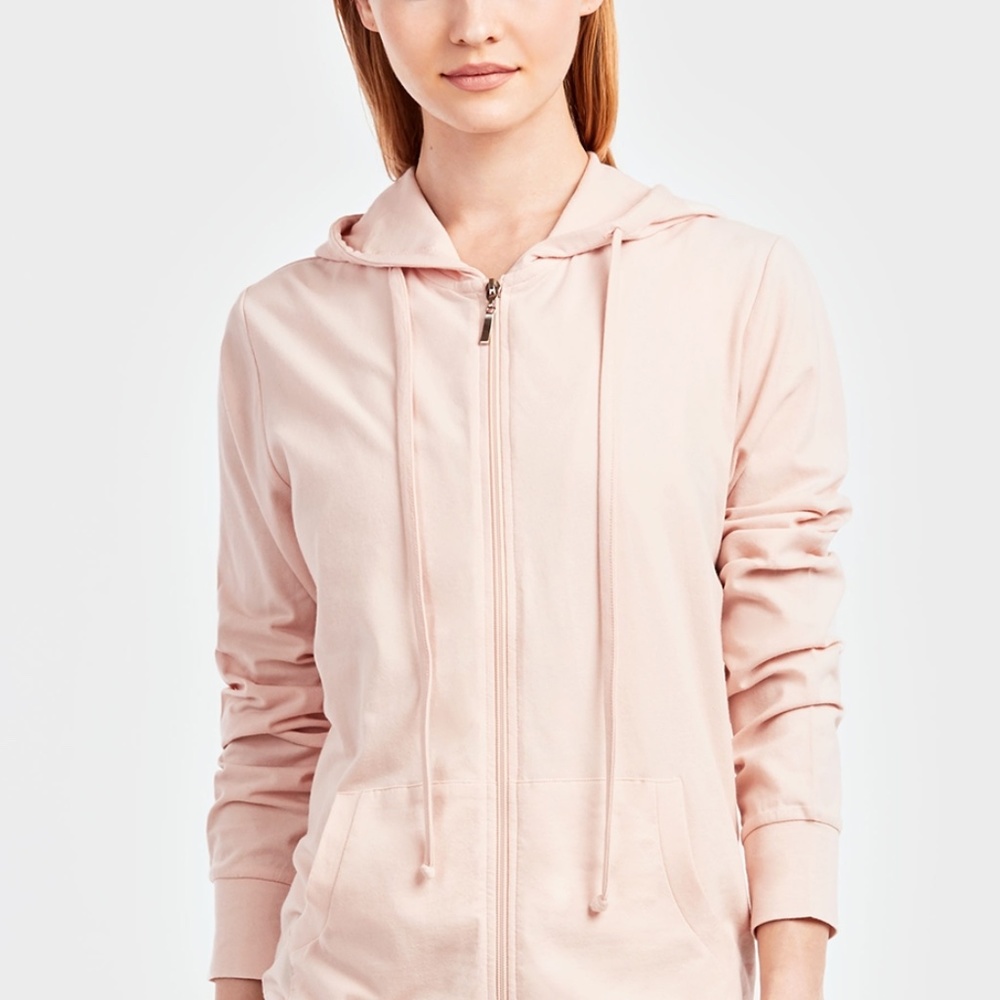 $10 SALE Women's Cotton Blend Lightweight Zip Up Hoodie Sweater HDC7000 Blush